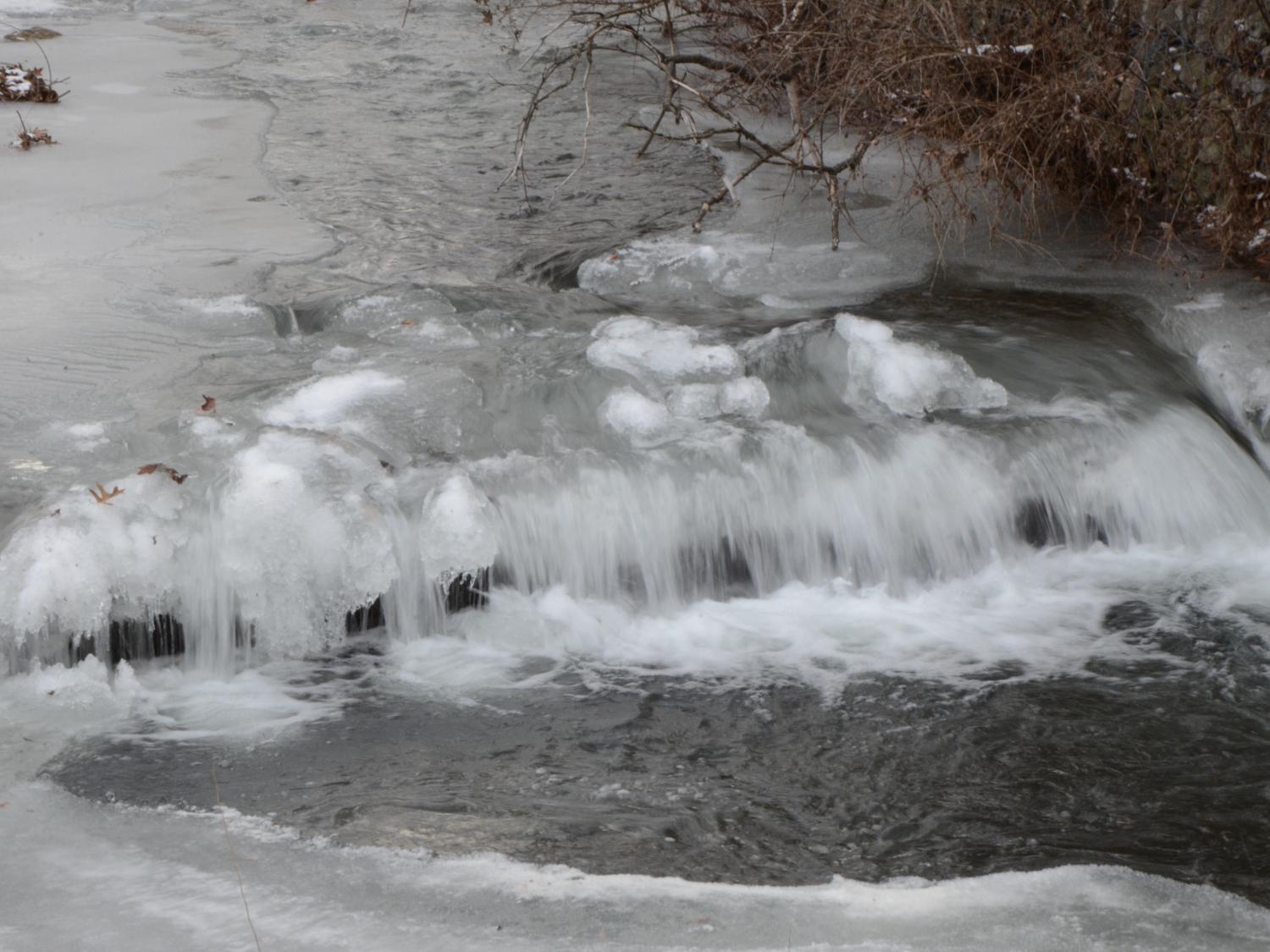 Creek partially frozen over