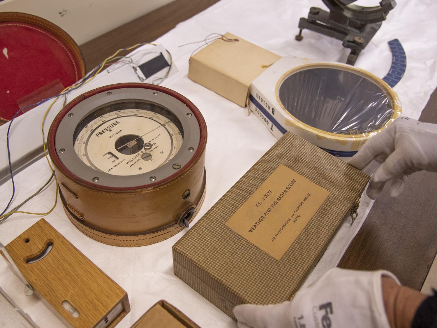 Historic meteorological instruments that are part of the museum's vast collection of vintage technology and safety equipment