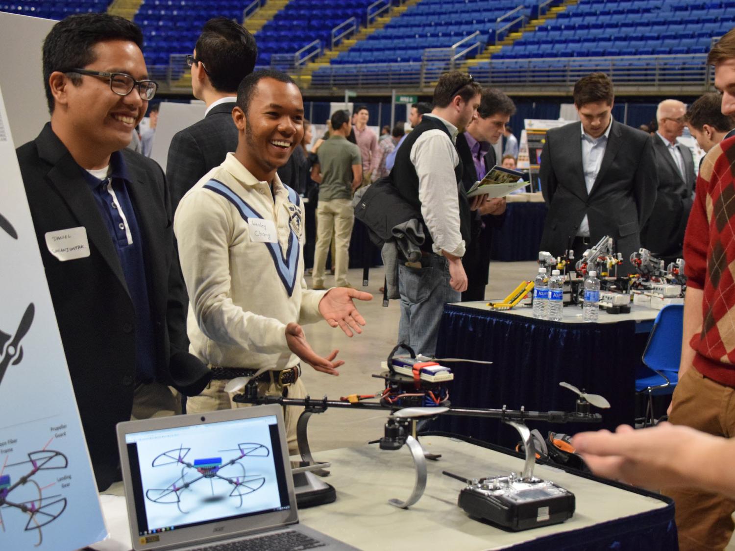 Students display their projects at the fall 2016 Design Showcase