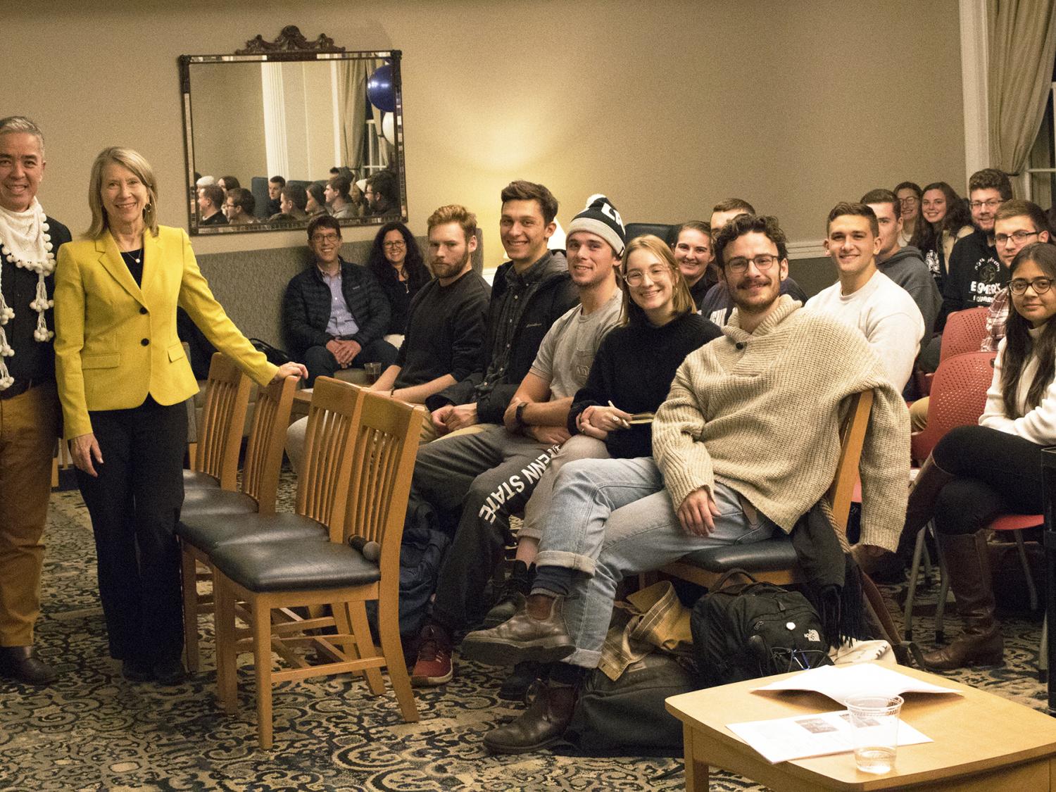 Edmund Dimalanta, Schreyer Honors College Dean Peggy A. Johnson, students