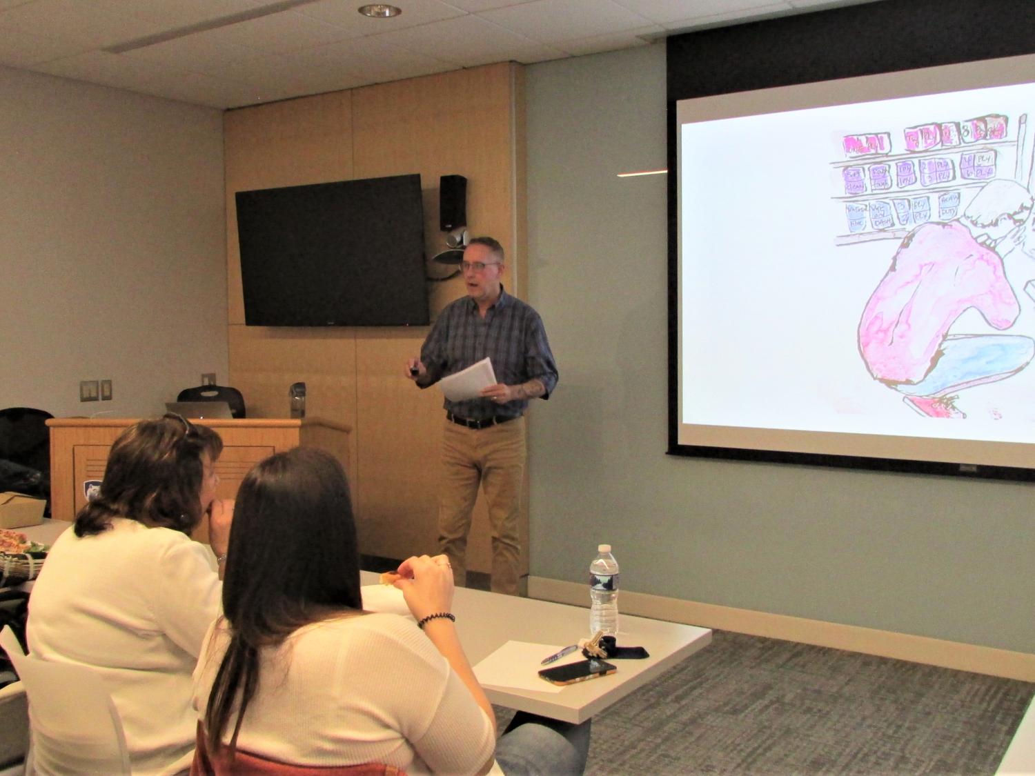 Dr. speaks to staff and students about The Anxiety Project