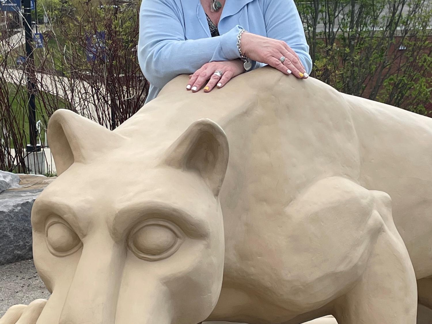 Lynn Jesuit-Donnini at the Scranton campus Lion Shrine