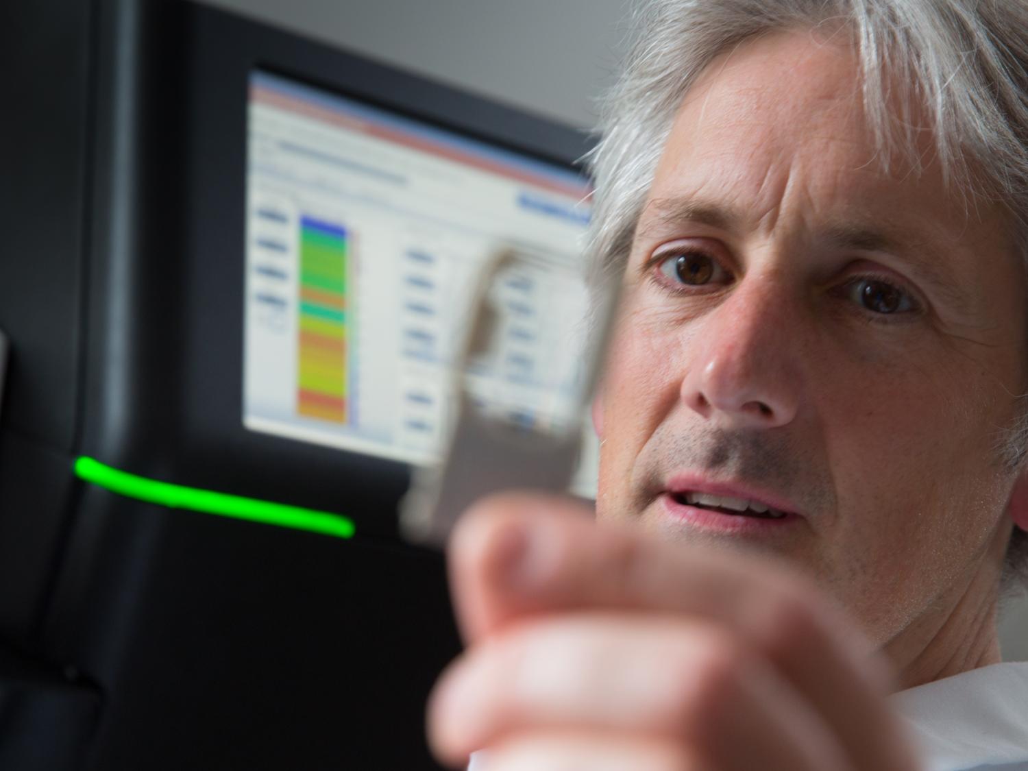 Ed Dudley examining isolate