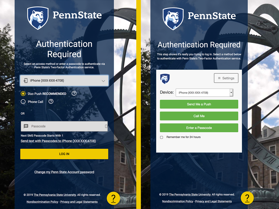 side-by-side image of current and new two-factor authentication prompt
