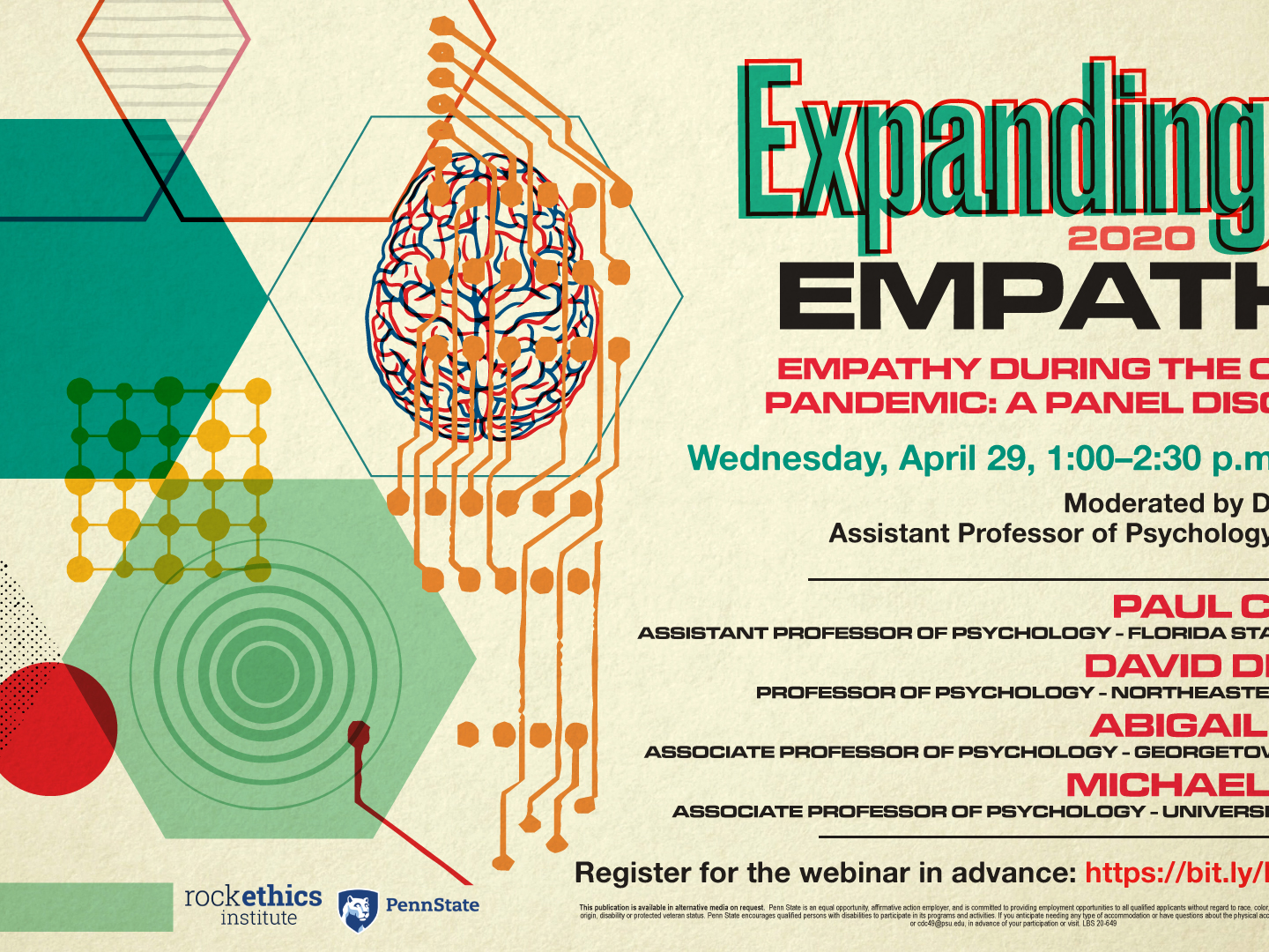 Flyer of scheduled speakers for online Expanding Empathy 2020 panel discussion