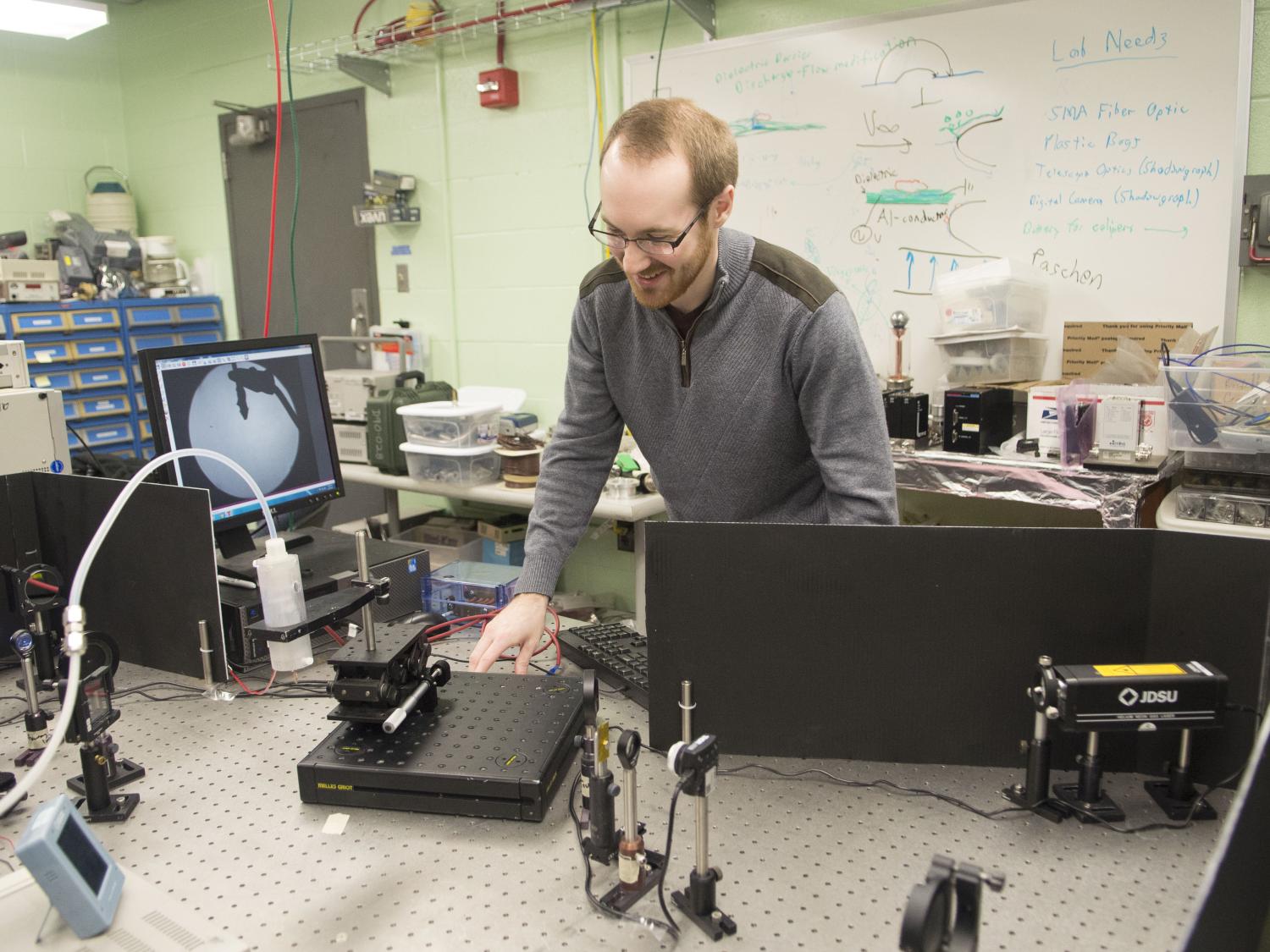 Tim Brubaker in electrical engineering lab