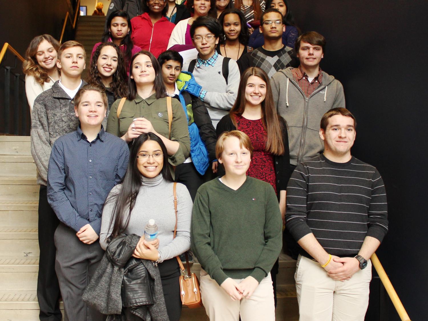 Student participants in the Capital Area Science and Engineering Fair pose for a photo.