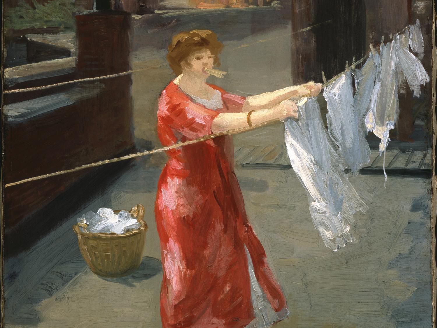 John Sloan, "Red Kimono on the Roof"
