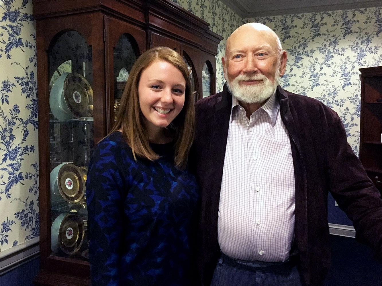 Schreyer Scholar Rachel Ebner and Penn State alumnus Donald P. Bellisario