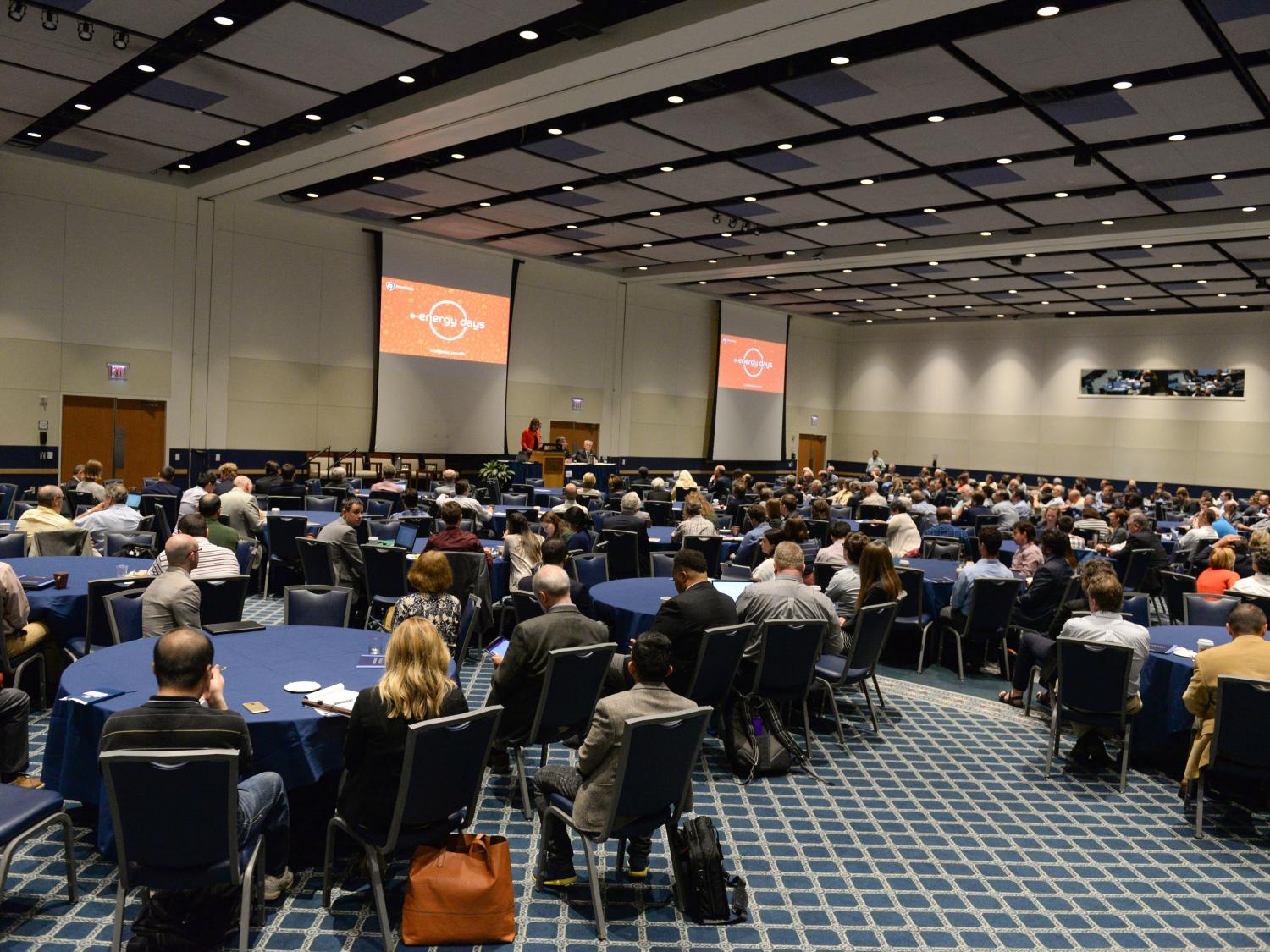 Attendees of Energy Days 2018 listen to Olga Algayerova, Executive Secretary of the UNECE, during one of the conference's plenary sessions.