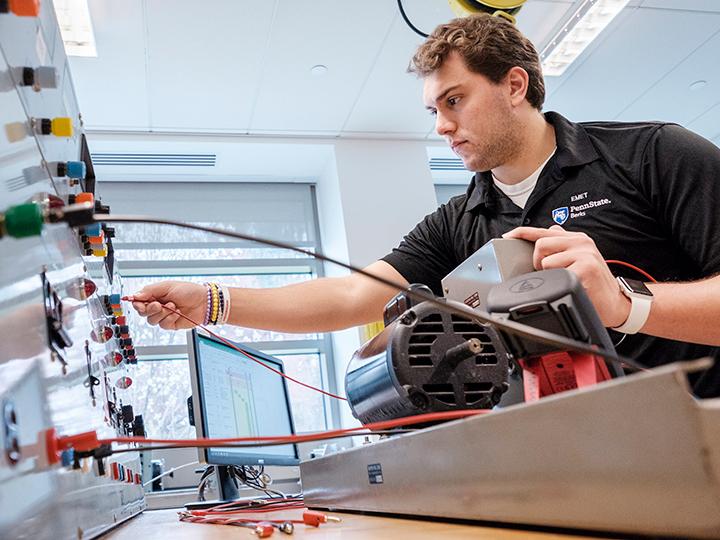 Michael Aboulhouda, a Berks Engineering student hard at work.