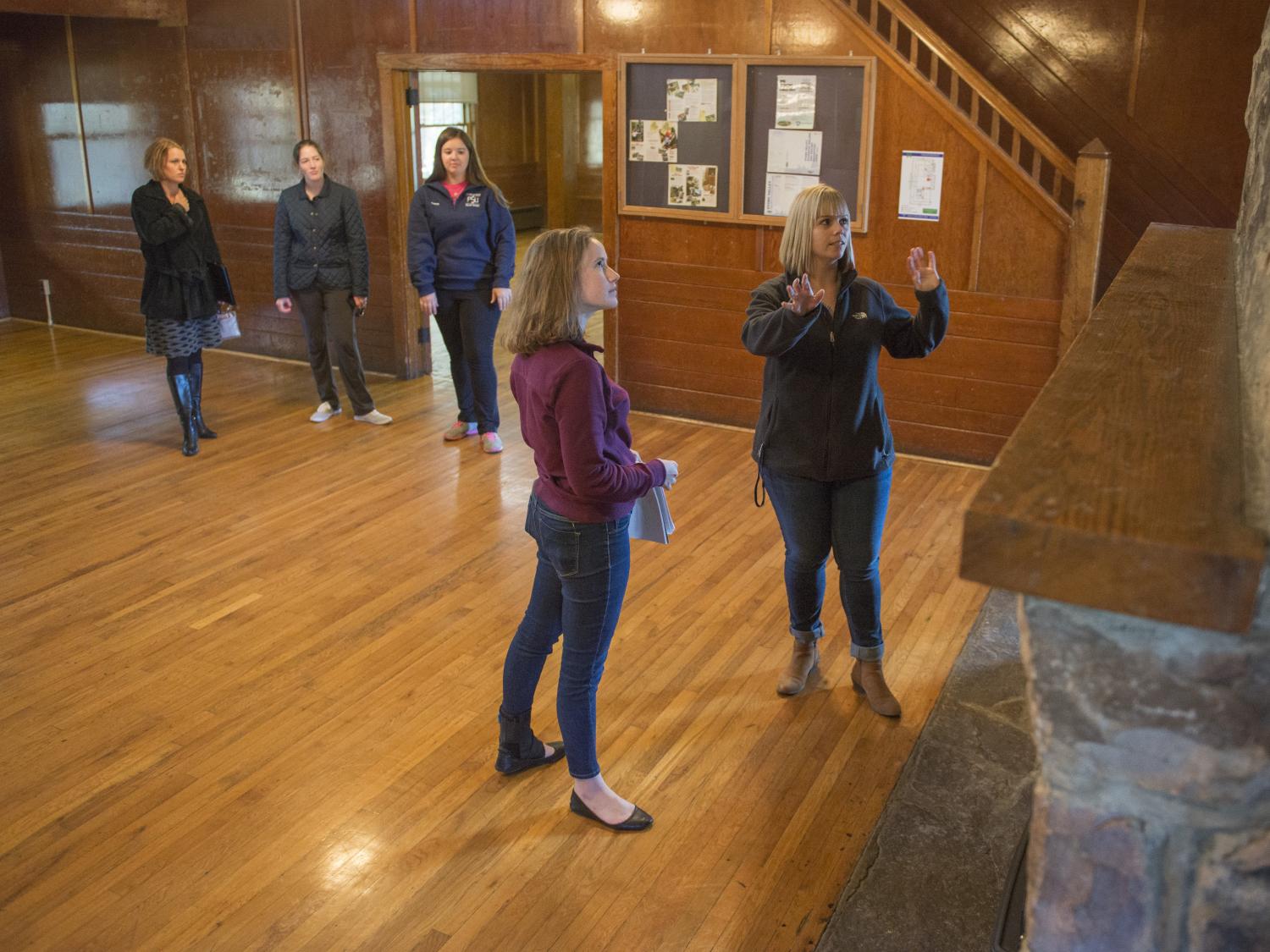 Students touring an event location 