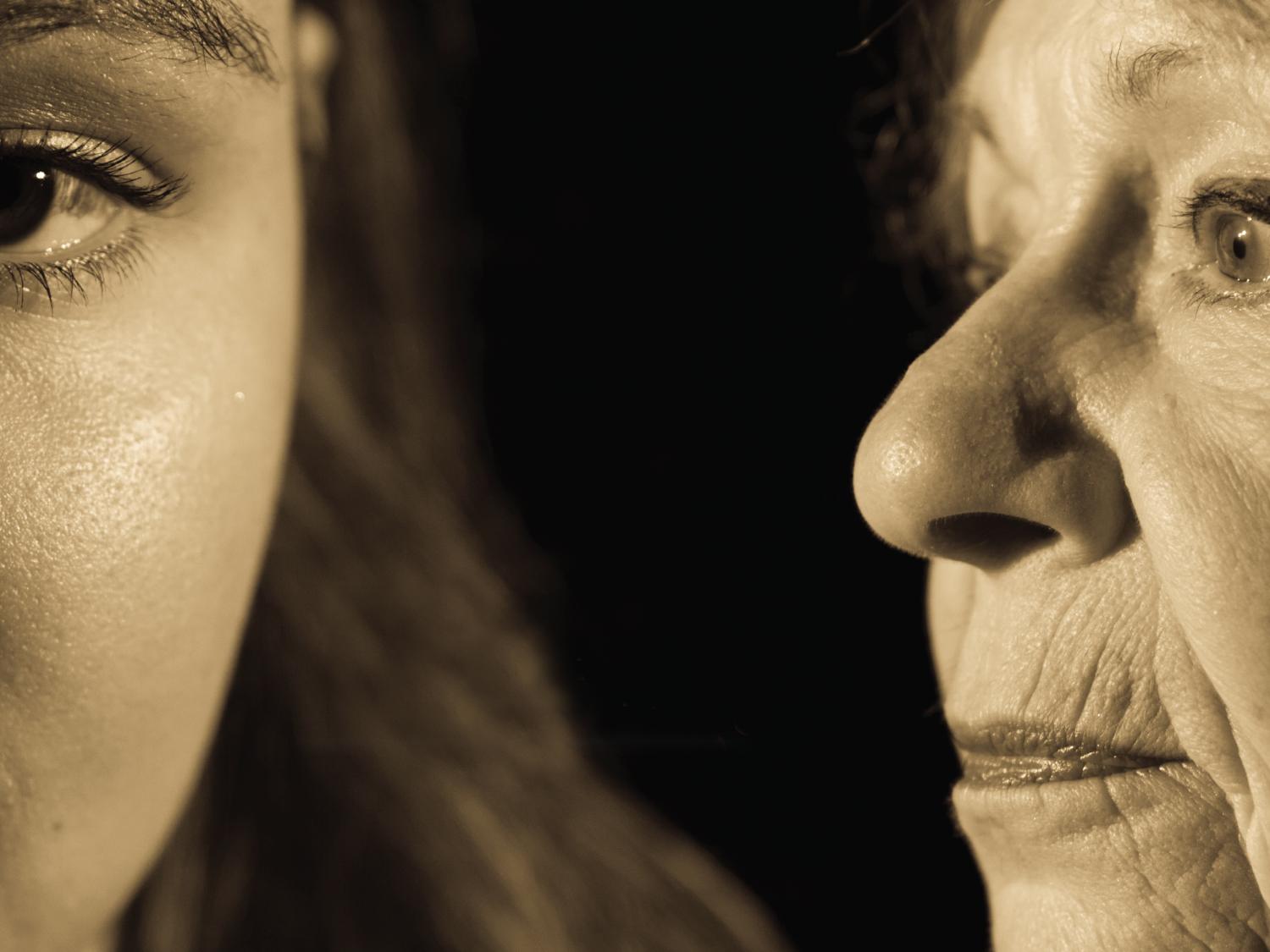 Close up of two women's faces