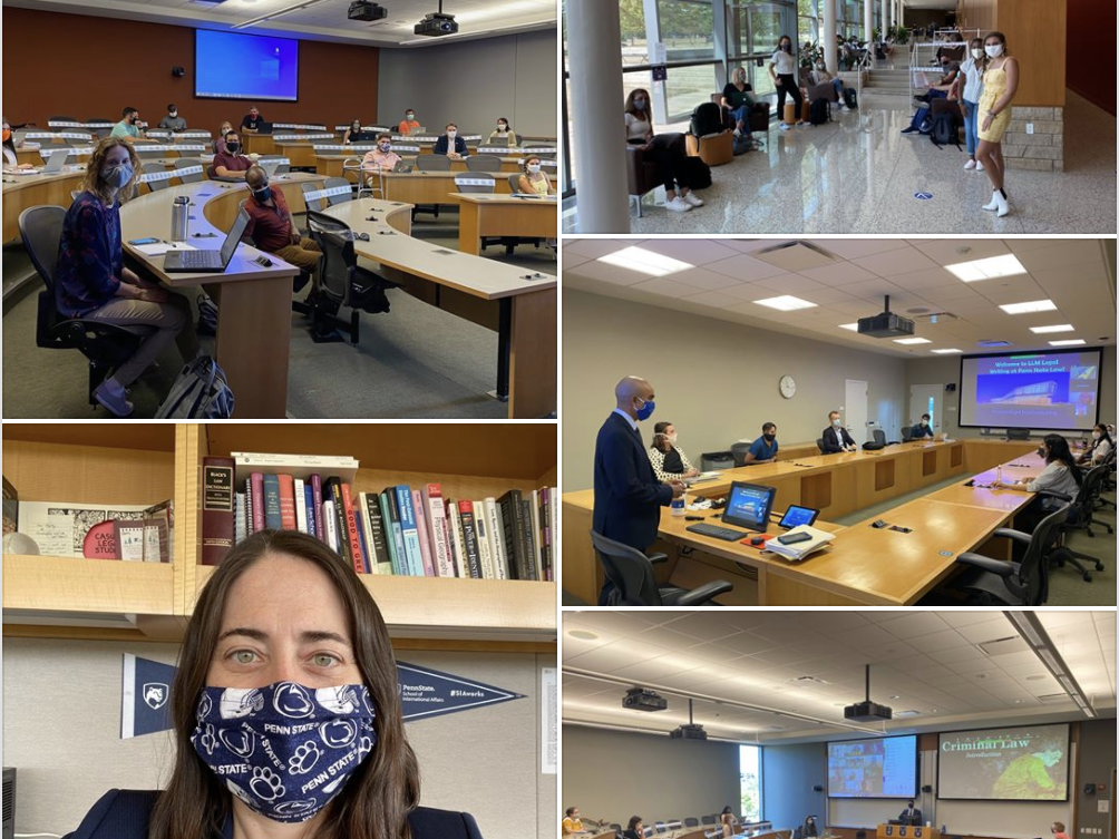 A montage of images of students, faculty and staff in the Katz Building