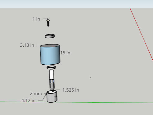 3D model screenshot of a sink handle with UVC light and other component broken out