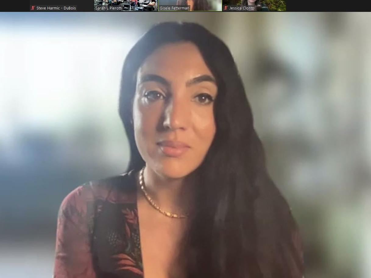 Gisele Fetterman spoke to Penn State DuBois students via Zoom. 