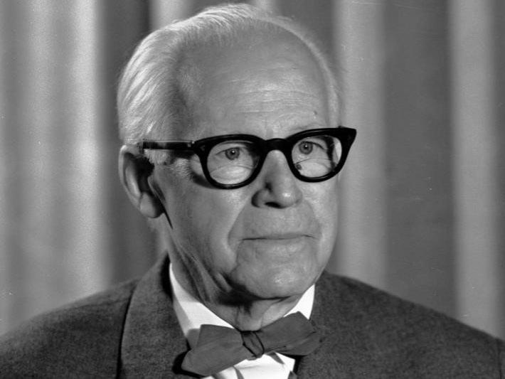 Man in bowtie with black framed glasses