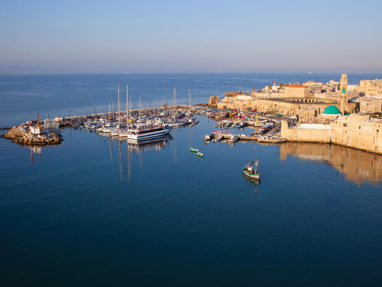 View of harbor and Old City of Akko, Israel