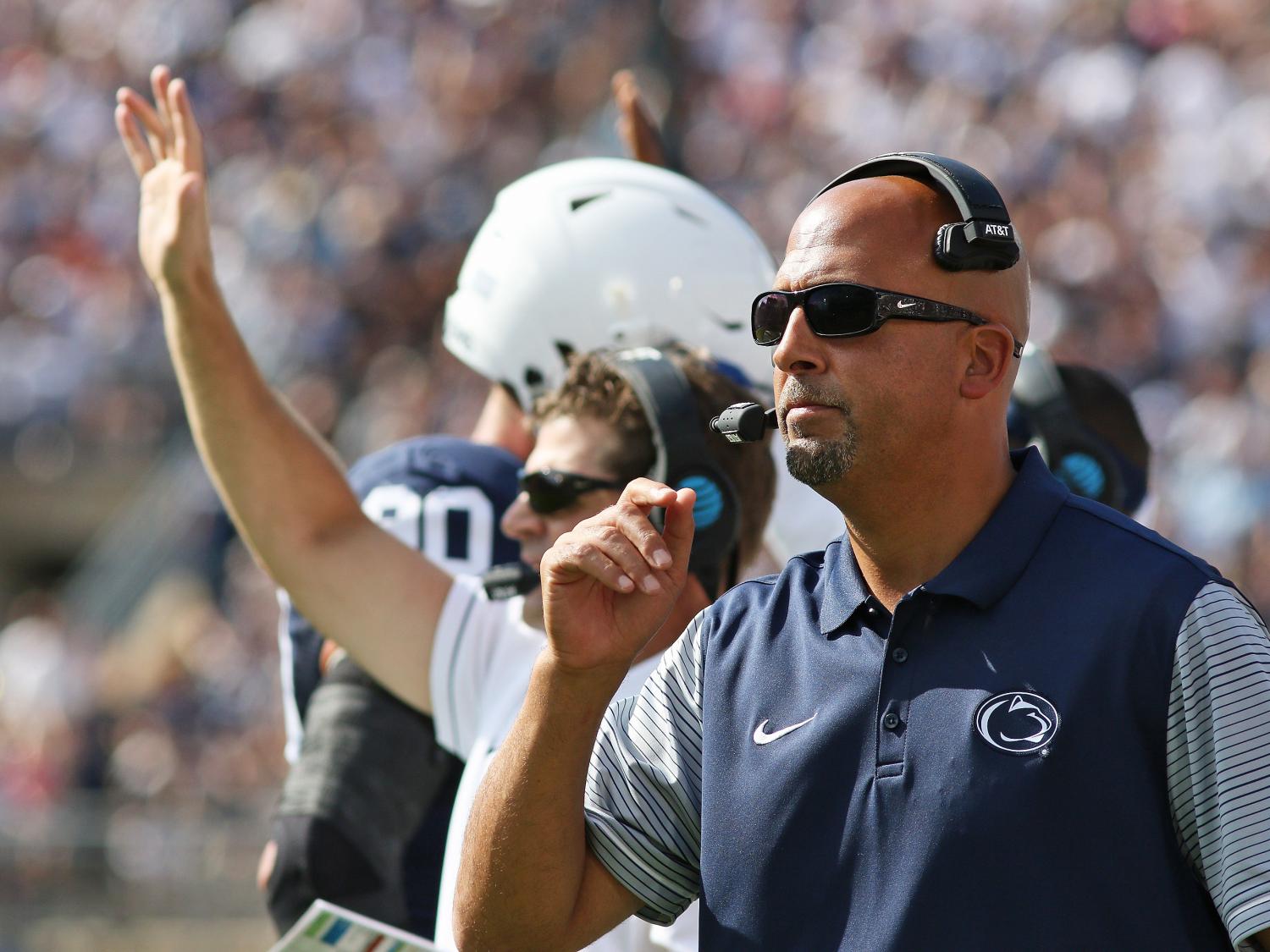 James Franklin coaching during football game