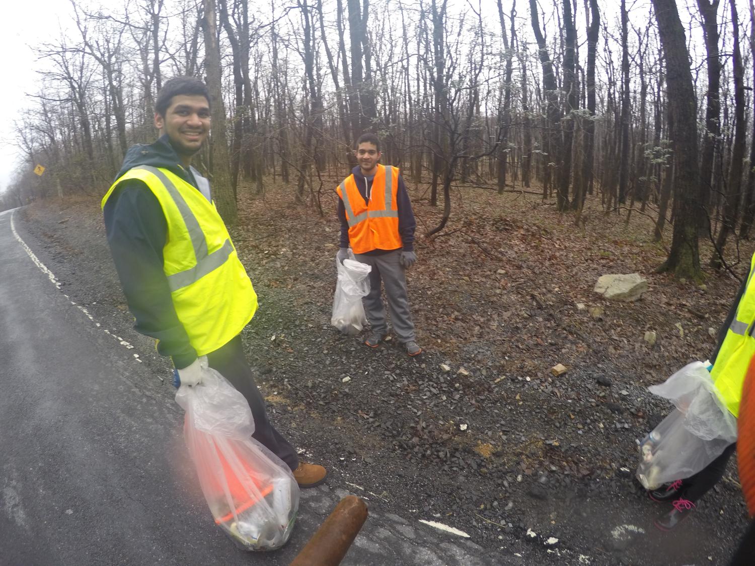 students doing cleanup