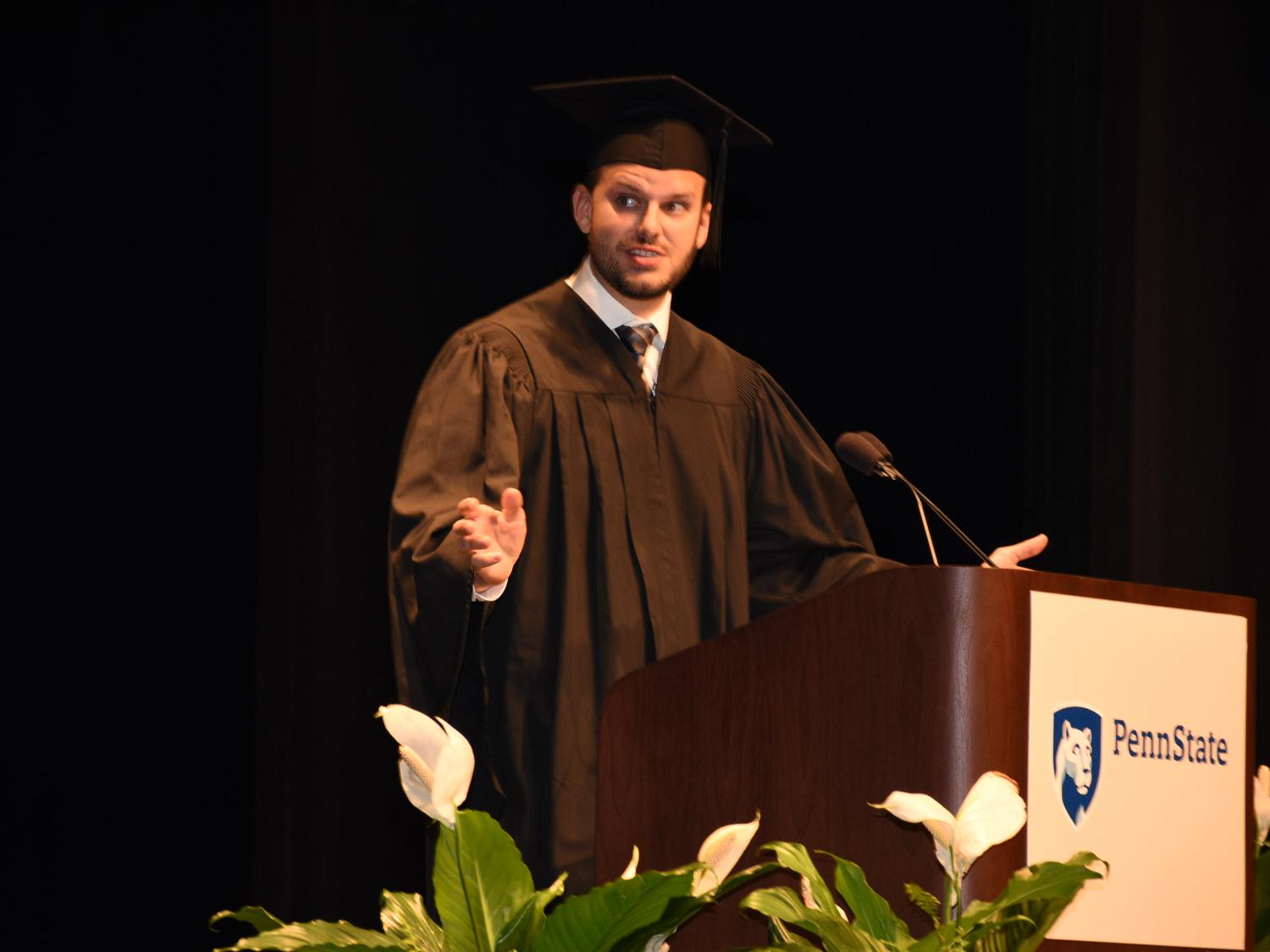 Steve Garguilo speaks at the spring 2017 commencement cermonies for the Penn State College of Information Sciences and Technology. 