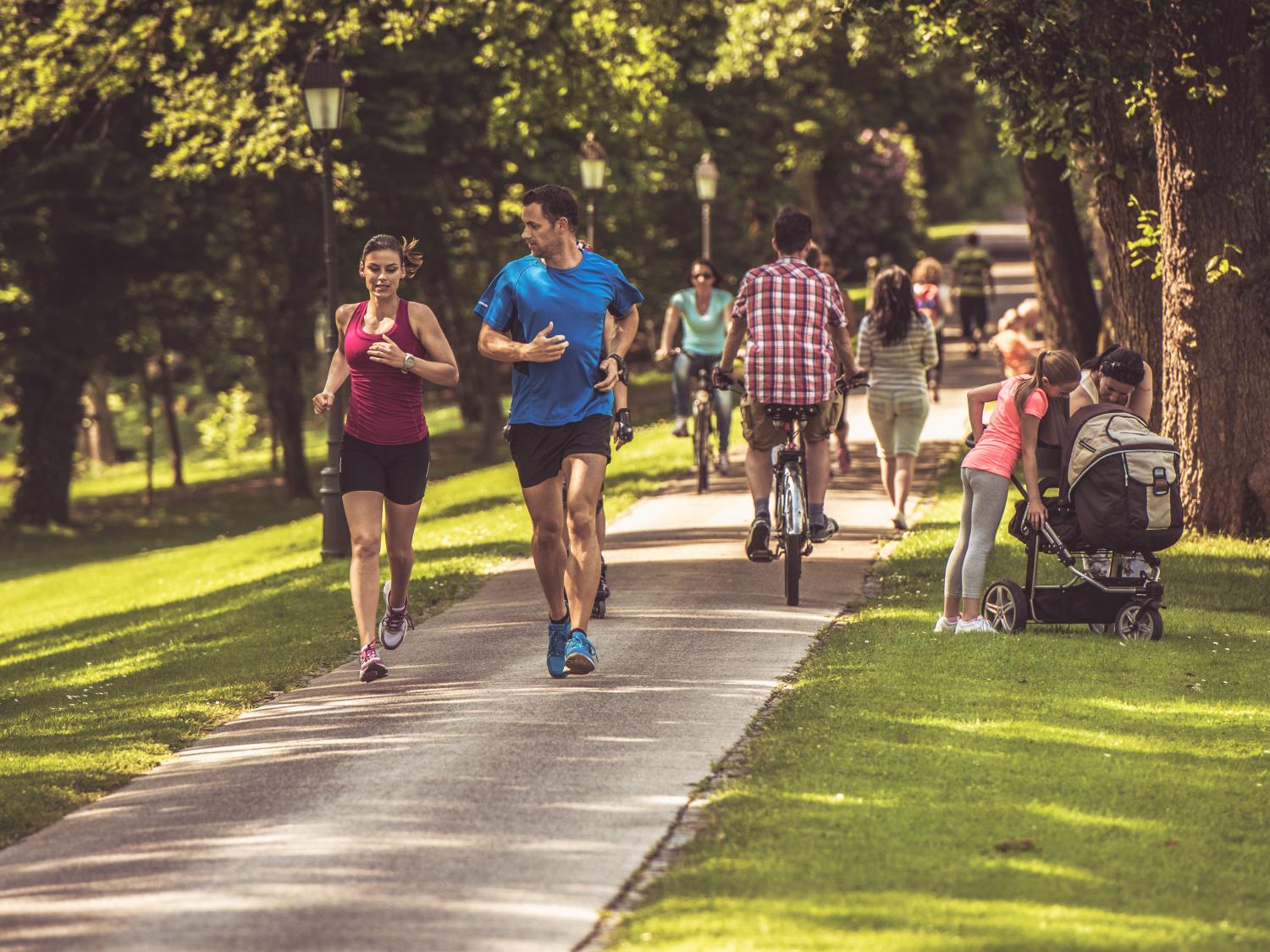 People running at park