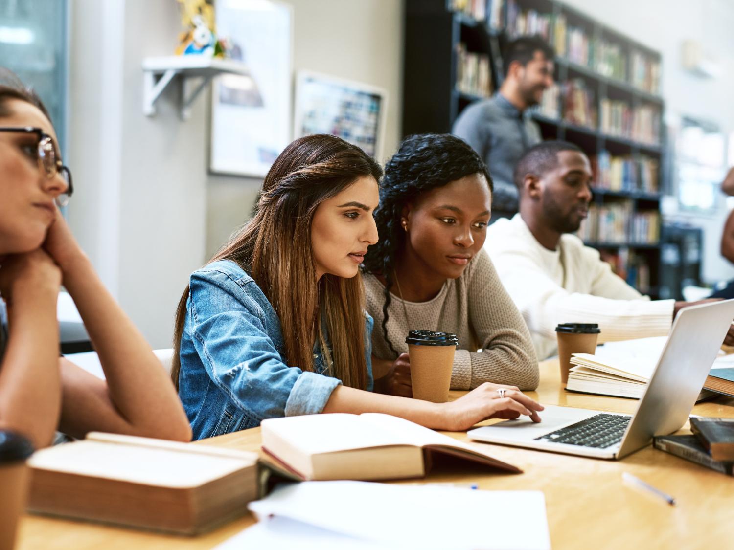Students in a library