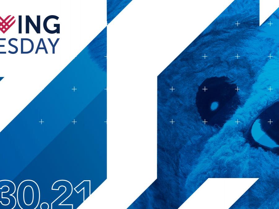 The Nittany Lion with the GivingTuesday logo and 11/30/21 date.