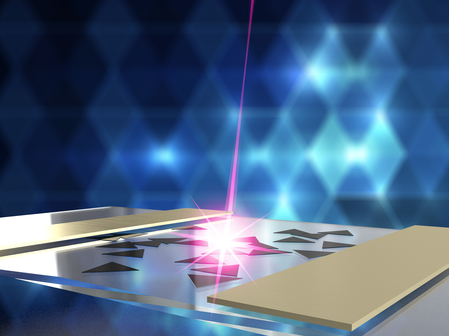 A colorful graphic depiction of a photodetector on glass.