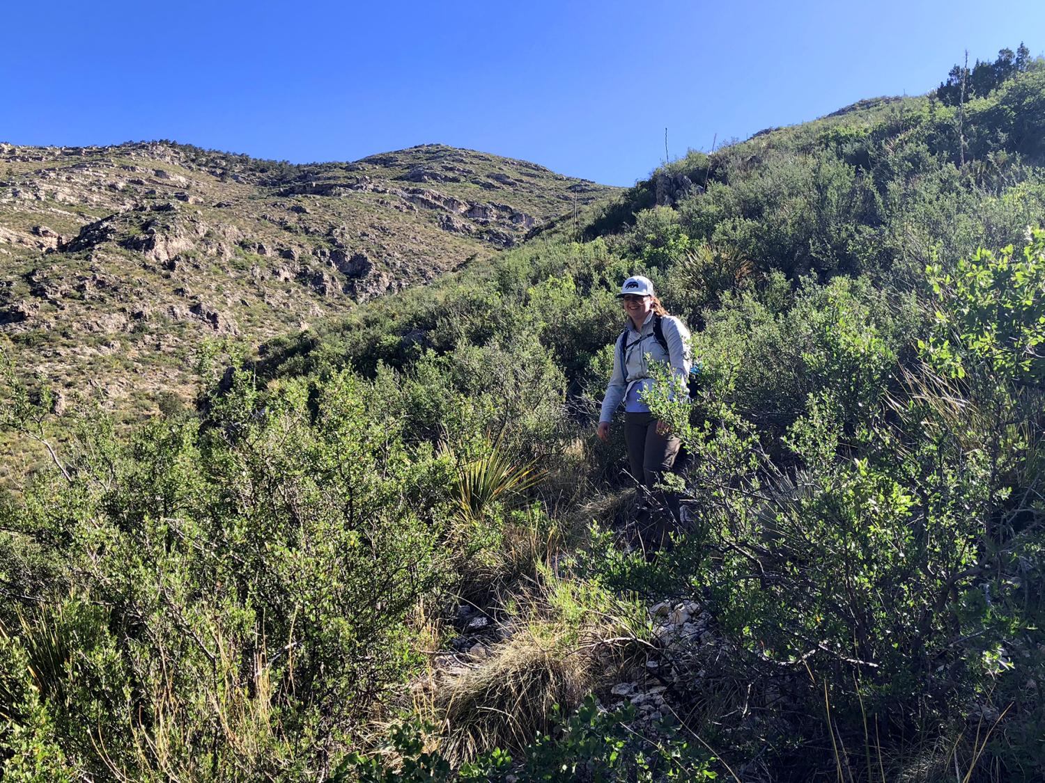 Penn State senior Emily Loucks conducting field research  