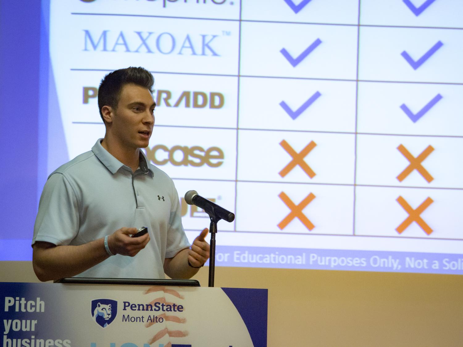 LION Tank participant pitches business idea at Penn State Mont Alto