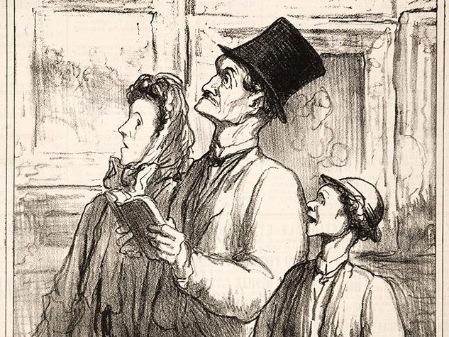 Honoré Daumier, "Devant le tableau de M. Manet (In Front of Manet’s Painting)," published in "Le Charivari" June 19, 1865, lithograph (detail). Gift of Walton J. Lord Estate, 86.731.