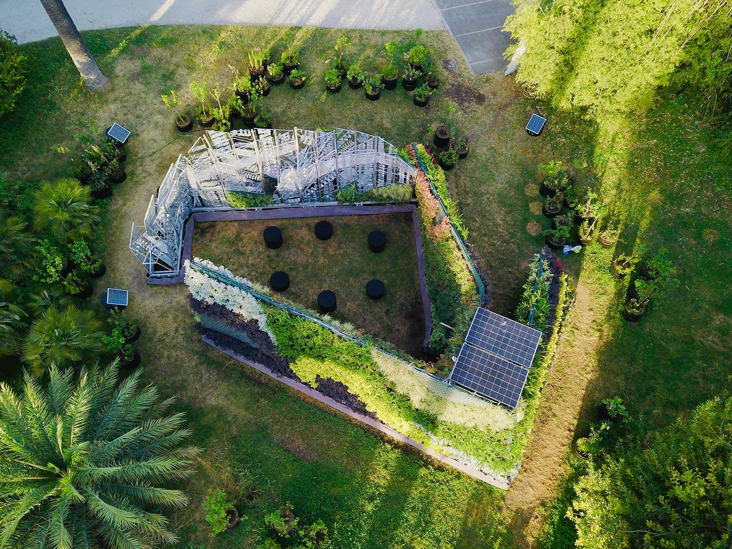 An aerial view of the Living Chapel.