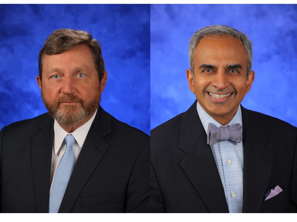 Side-by-side headshots of Dr. Robert Harbaugh and Dr. Krish Sathian.
