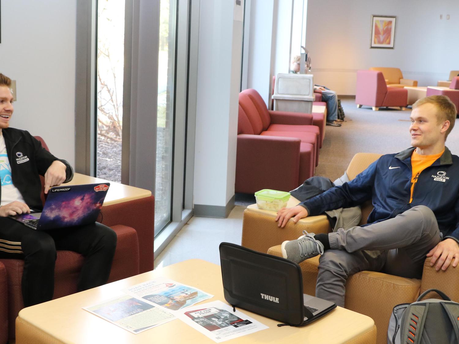 Austin Yaletchko, left, and Charlie Karchner are representing Penn State Hazleton as dancers at this year's THON.