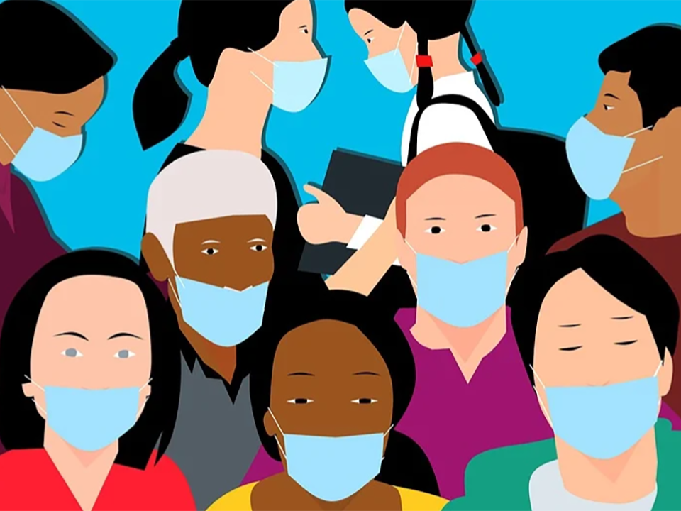 illustration of people wearing surgical masks