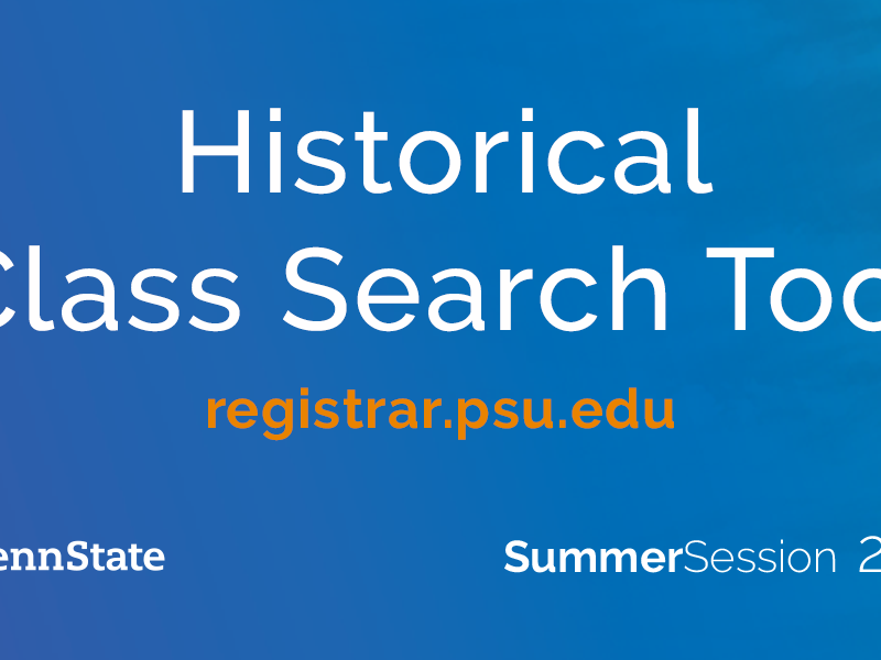 "Historical Class Search Tool" over a blue background