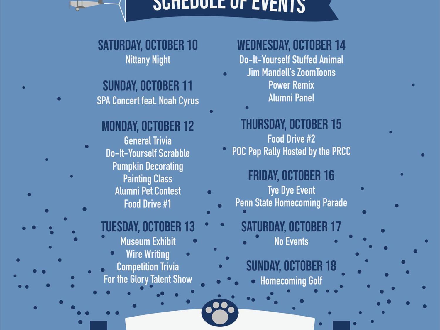 2020 Homecoming schedule graphic 