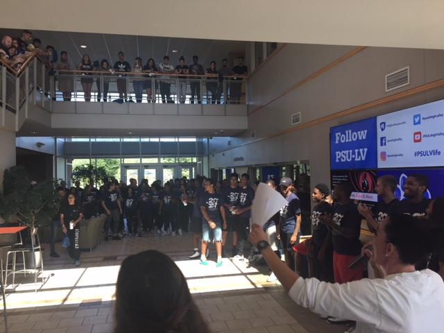 pep rally in centre  hall
