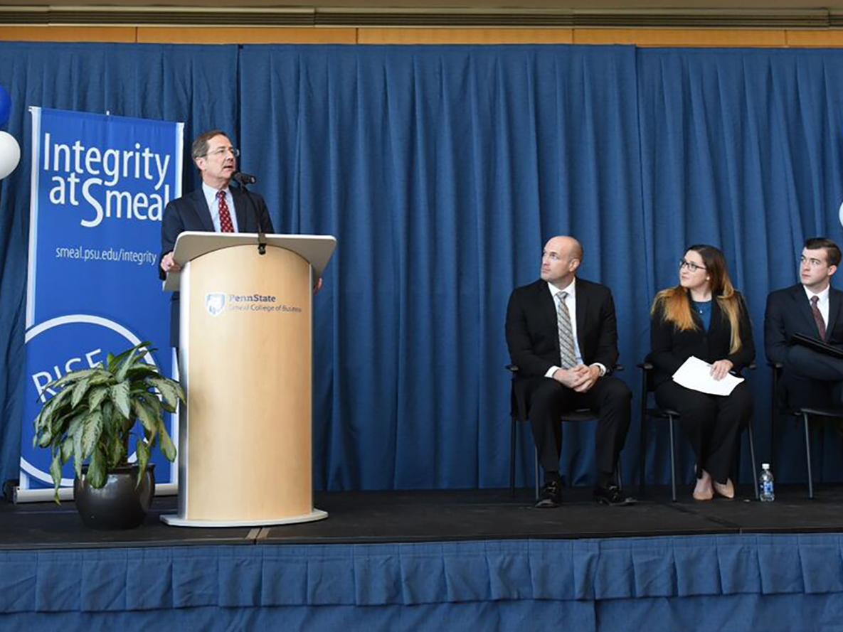 Speakers at Smeal's Honor Code anniversary celebration