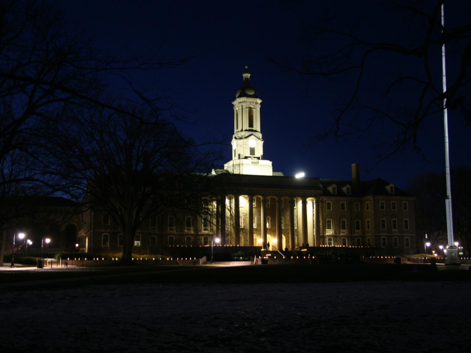 Decorative lighting doused at Old Main for Earth Hour in 2013