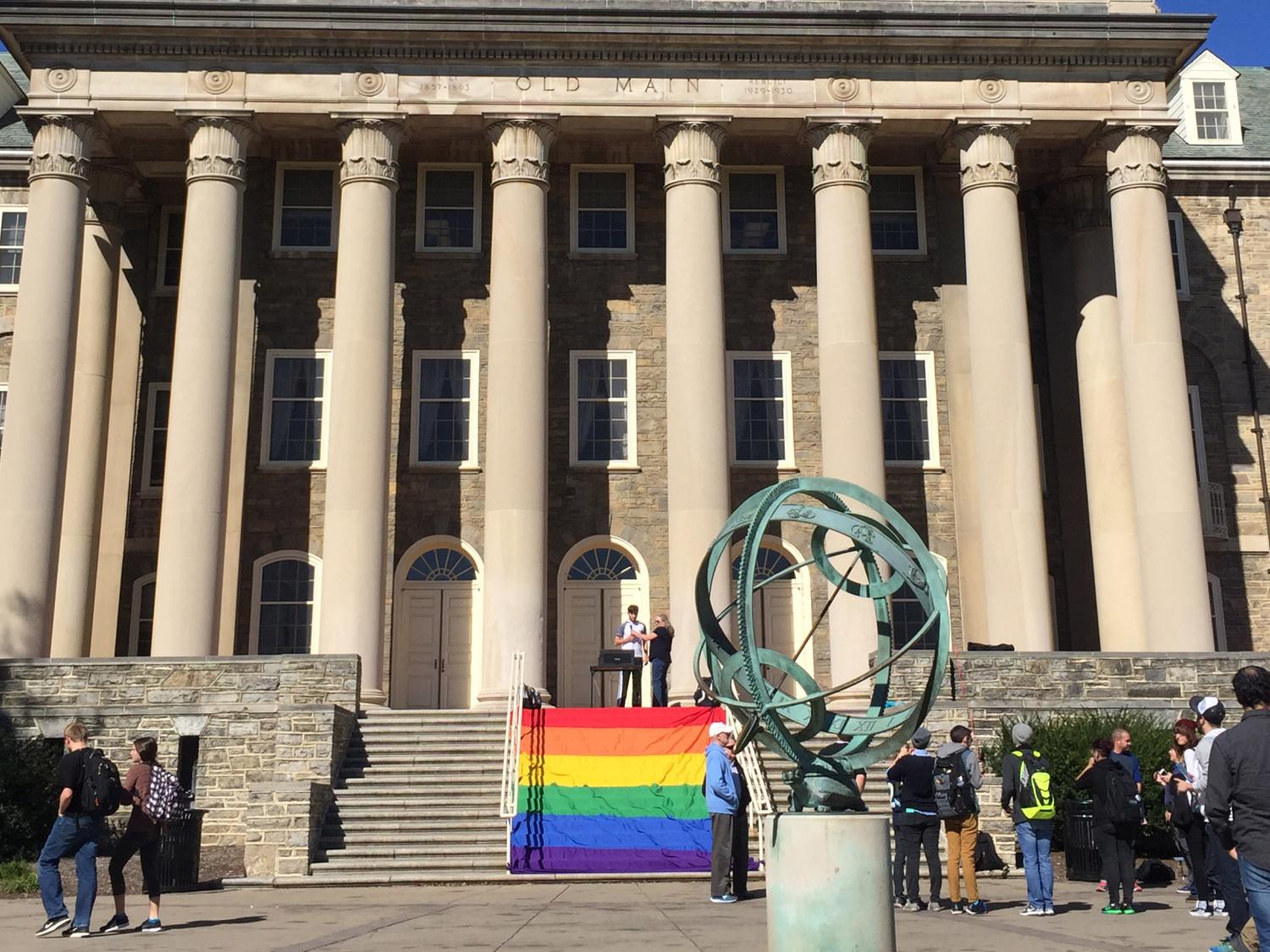 Old Main with LGBTQ flag
