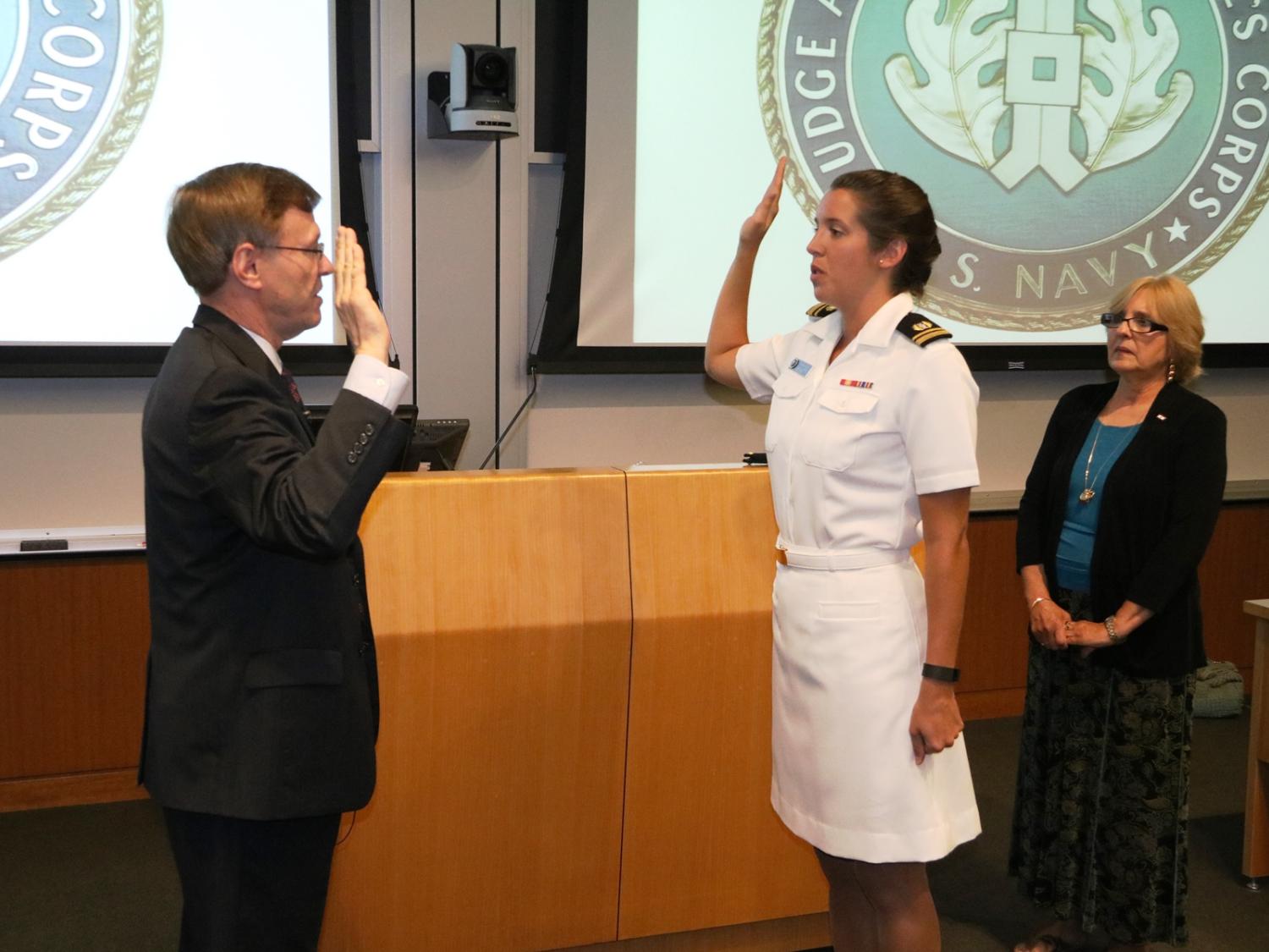 Penn State Law Dean Houck administers JAG oath