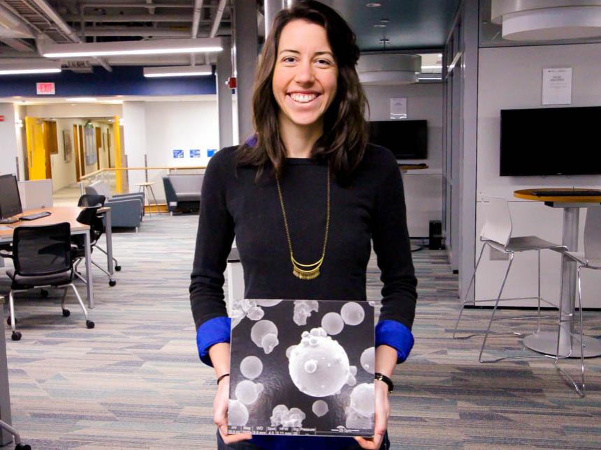 Katie Kirsch, a post-doctoral researcher who won first place in the competition.