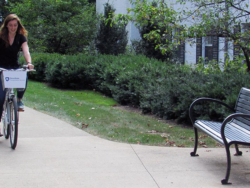 Student riding Zagster bike share