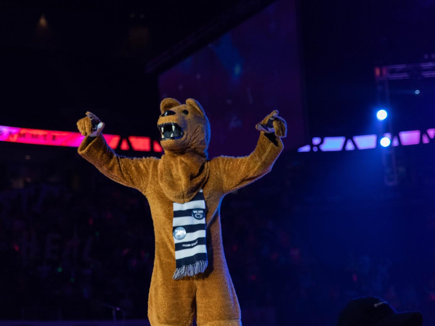 Nittany Lion mascot on a stage