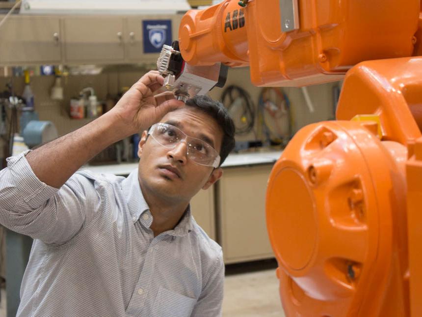 Rakshith Badarinath works in the Systems for Hybrid-Additive Process Engineering (SHAPE) lab.
