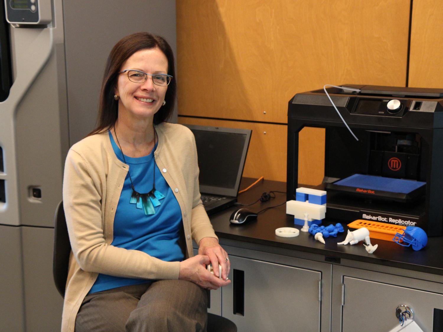 Kathryn Jablokow seated in Penn State Great Valley's Innovation Suite