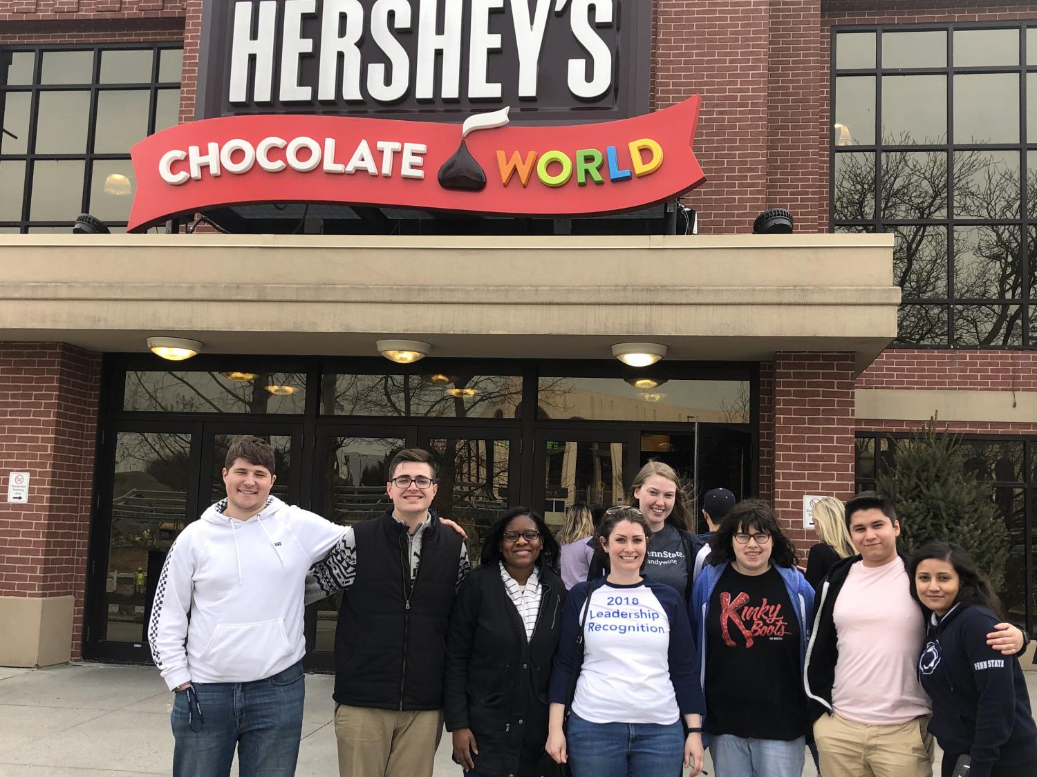 Penn State Brandywine's Bridget O'Donnell in Hershey with students.
