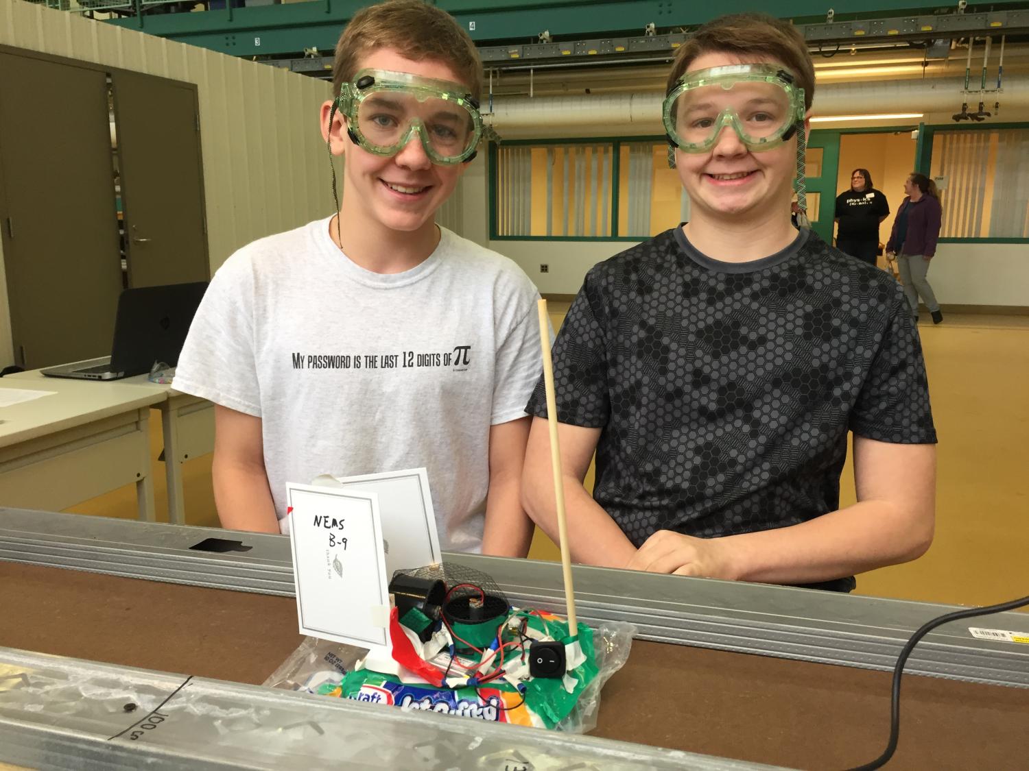 Tyler Hansen and Jacob Baum pictured with their winning hovercraft